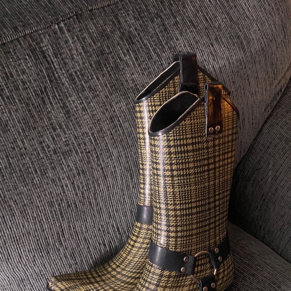 Plaid rubber rain cowboy Women’s Boots - Picture 5 of 5
